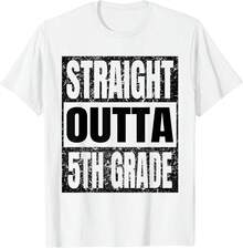 Straight Outta 5Th Grade Graduation Gifts Grad Class 2026 T-Shirt 200GSM 100% Cotton- - White - View 8