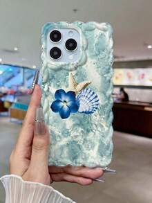 海星彩绘编织波浪边时尚简约加厚防摔手机保护壳，适用于 17/17 Pro/ 15 Pro Max/ 16/16 Pro/16 Pro Max/16 Plus/15 XR/7/8/15 Pro Max/12 Pro Max/13 Pro Max/14 Pro Max/13/14/11/12/14 手机壳 - 彩色 - 查看 3
