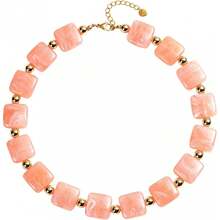 Dây chuyền hạt cườm rực rỡ dành cho nữ, vòng cổ choker phong cách Bohemian độc đáo làm từ hạt nhựa, quà tặng Ngày của Mẹ hoặc sinh nhật cho mẹ, cô giáo, dì. - vòng cổ màu cam - Xem 11