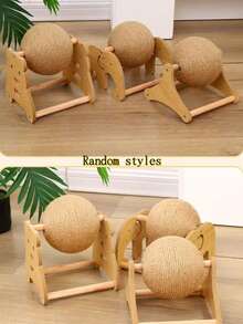 新款剑麻防抓不掉毛猫抓球,垂直猫抓板,猫爬架,猫玩具,自娱自乐神器,猫兔都爱玩带铃铛的毛线球,适合所有品种 - 彩色 - 查看 10
