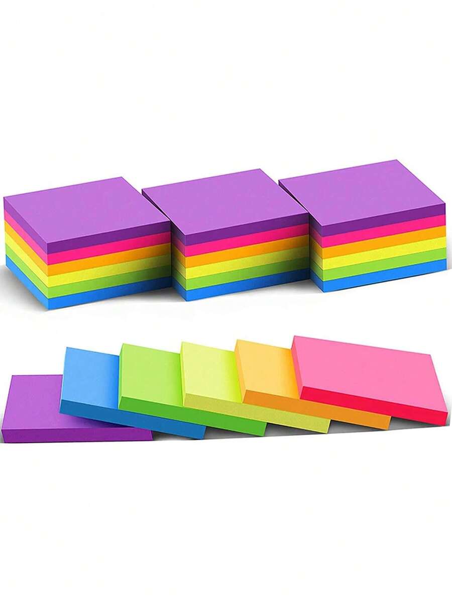Sticky Notes 3x3, 6 Pack Sticky Pads 50 Sheet/Pad, Bulk Sticky Note Pads, Multicolor Self-Sticky Notes Pad - Teacher Classroom Must Haves, Back To School And Office Supplies Blank Desk Note Pads. - 3inch - View 1