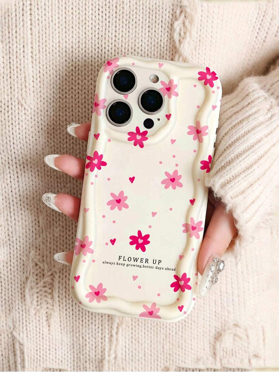 Funda de teléfono con diseño de flor rosa dulce y corazón compatible con iPhone 15/13/16 Pro Max/17 Pro Max/14/11/12, funda protectora compatible con Samsung Galaxy S24/S25/S23/A55/A54/S25 Ultra/A14/A15 - Multicolor - Ver 1