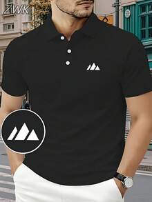 Simple And Stylish Men's Polo Shirt With Classic Triangle Logo Design, Breathable And Comfortable. - Black - View 1