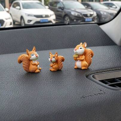 3 món đồ trang trí tiểu cảnh gia đình sóc mini dễ thương, trang trí nội thất xe hơi sáng tạo, đồ trang trí bàn làm việc, phụ kiện tiểu cảnh tự làm.