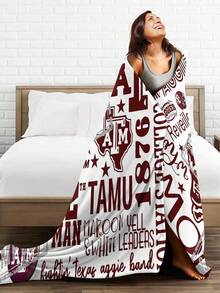 Texas A&M Merch Aggies Throw Blanket Warm Blankets Breathable Air Conditioner Blanket For Car Classic Outdoor Blankets For Picnic For All Season - màu đen - Xem 4