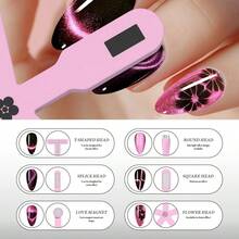 2pcs Cat Eye Nail Design Tool, Multi-Effect Cat Eye Nail Art Tool For Creating Various Cat Eye Nail Patterns, Manicure Tool For Nail Artists - Pink - View 4