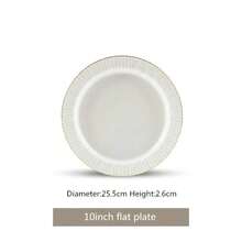 Escultura en relieve con incrustaciones doradas, cuenco de arroz de cerámica, platos, plato de carne, plato de pescado, vajilla de cerámica Premium, 1 Uds. - Plato plano de 10 pulgadas - Ver 3