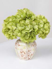 6pcs/Set Multicolor Artificial Hydrangea Flowers With Stems, Polyester Fake Flower Heads, Suitable For Home Decor, Wedding Venue Decoration, Birthday Party, Bedroom, Living Room, Creative Display - Green - View 6