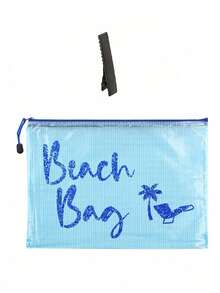 Wasserdichte PVC bunte Buchstaben-Muster A4-Größe transparente Kosmetiktasche mit Nylon-Reißverschluss Mesh-Kosmetiktasche und Aufbewahrungstasche, tragbare transparente Organizer-Tasche, Kulturbeutel für Schwimmen, Tauchen und Sommerurlaub, leicht, geeignet für junge Männer und Frauen, Strandtaschen-Accessoire, Reise-Essential, Urlaubs-Essential, Kreuzfahrt-Essential - Verschiedenfarbig - Übersicht 17