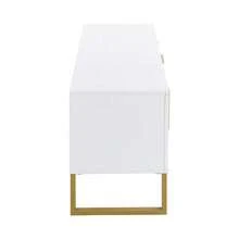 High-Gloss TV Unit: Gold Base, Handles And Legs, Engraved Textured Door, Living Room Storage Solution, Perfect Combination Of Elegance, Luxury And Functionality. - 白色 - 查看 11
