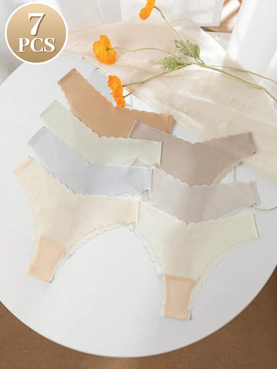 Damen Ultra-Slim luftiges Seiden-Nahtlos-String-Höschen 7 Stücke Set - Verschiedenfarbig - Übersicht 1