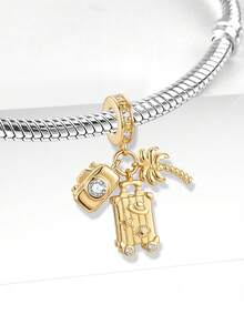1pc Fashion Camera Handbag Mother Love Beaded Pendant, Suitable For Bracelet And Necklace Making, Perfect For DIY Jewelry And Daily Decoration, Very Suitable For Girls - Style 2 - View 3