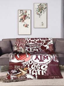Texas A&M Merch Aggies Throw Blanket Warm Blankets Breathable Air Conditioner Blanket For Car Classic Outdoor Blankets For Picnic For All Season - màu đen - Xem 6