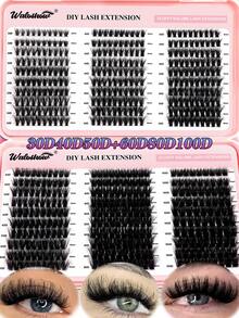 Waloshow 600 sợi mi giả dạng chùm sao 8D mềm mại, độ dày 0.07mm, độ cong D, 30D-100D/10-16mm, mi giả lông chồn cao cấp, tự nhiên và mềm mại, phù hợp với mọi kiểu trang điểm. Chùm mi, mi giả, mi nối. - D - Xem 1
