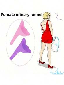 1pc Women's Portable Silicone Vertical Urination Funnel, Outdoor Emergency Urination Tool, Reusable Female Standing Urination Device - Multicolor - View 2