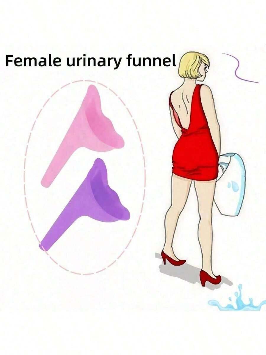 1pc Women's Portable Silicone Vertical Urination Funnel, Outdoor Emergency Urination Tool, Reusable Female Standing Urination Device