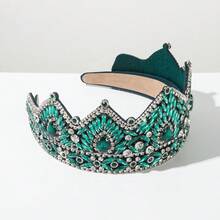Heming Retro Baroque Full Rhinestone Crown Wide Headband, High-End Luxury Wedding Hair Accessories For Women - 彩色 - 查看 10