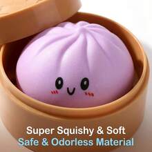9 Colors Glitter Dumpling Squishy Toy, Soft Squishy Dumpling Fidget Toy, Stress Relief Sensory Toy Squishy Dumpling Toy - 紫色 - 查看 3