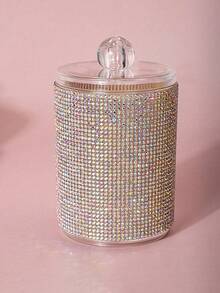 Boîte à bijoux en diamant étincelant, boîte de rangement cosmétique, boîte de rangement divers, boîte de rangement pour petits articles étincelants, porte-cure-dents, porte-coton-tige, bâtonnets de nettoyage, décoration de chambre, compact exquis, décoration de bureau, cadeau pour la fête des mères, cadeau pour la Saint-Valentin, petit cadeau entre sœurs - Multicolore - Voir 14