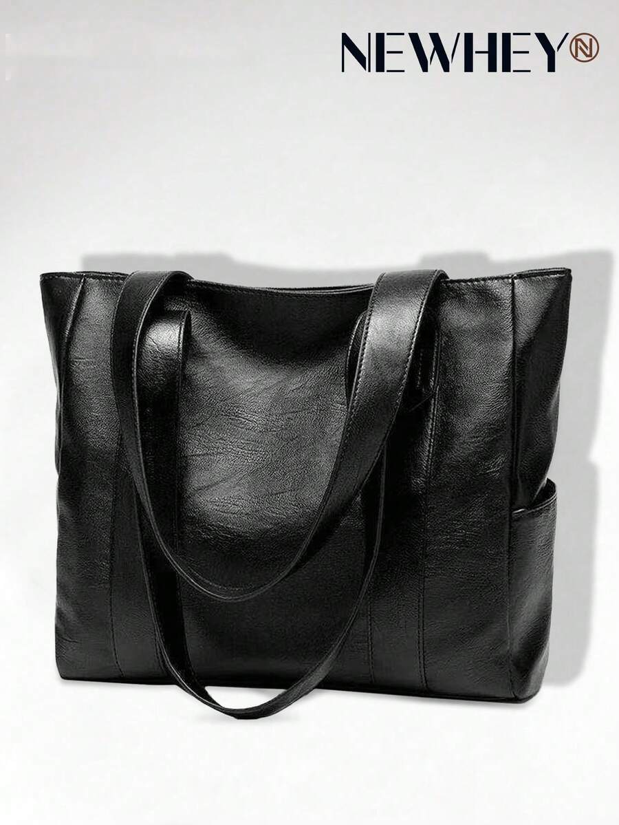 NEWHEY Small Minimalist Tote Bag For Men - PU Leather Shoulder Handbag, Stylish & Spacious Work Bag For College Students Office, Business Commuting Large, Portable Shopping Tot - Multicolor - View 1