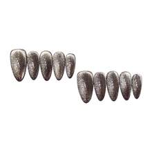 10pcs Purple Base Gold Cat Eye Design Handmade False Nails, Suitable For Women - Purple - View 8