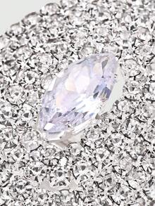 STONEFANS 1 chiếc nhẫn hình bầu dục ngoại cỡ, phụ kiện thời trang cho tiệc tùng, trình diễn thời trang. - Bạc - Xem 5