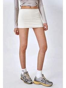 Minifalda de talle bajo para mujer con detalle de corte corto Mini falda ajustada - Gris ahumado - Ver 4
