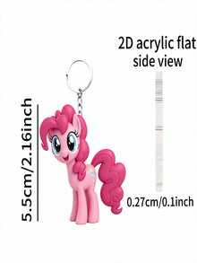 MY LITTLE PONY - Creative And Adorable Rainbow Little Pony Bell Keychain, 3D Soft Plastic Doll Pendant, Key Ring, Bag Hanger, Charm For Gift, Rare Item For Girls' Schoolbag, Key Chain Ring Hanger - Multicolor - View 3