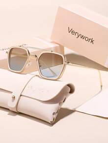 Verywork 1 chiếc gọng vuông, gọng đôi, họa tiết da báo, chất liệu nhựa và kim loại, kiểu dáng vintage mới, cá tính, chất lượng cao, thiết kế thương hiệu thời trang nữ, thích hợp cho kỳ nghỉ hè, lễ hội âm nhạc, đường phố, phụ kiện thời trang, quà tặng cho kỳ nghỉ hè, bãi biển. - Nhiều màu - Xem 10