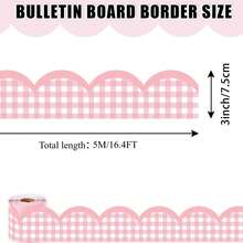 1pc Pink Grid Bulletin Board Border -5/10/20meter Self-Adhesive Decorative Trim For Classroom Blackboards, School, Home & Office Wall Decor - Multicolor - View 6