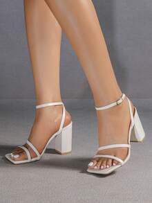 Giày sandal nữ màu trắng mũi vuông, gót nhọn gợi cảm, giày cao gót tối giản thoải mái, giúp tôn dáng đôi chân. - trắng - Xem 7