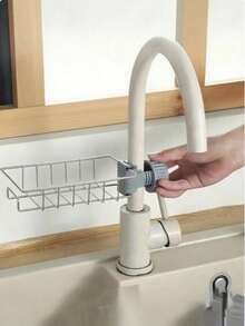 1個防鏽旋轉收納架，適用於浴室蓮蓬頭和廚房水龍頭，無需鑽孔，360°旋轉，排水設計，可放置洗髮精、肥皂、海綿、刷子、抹布，小空間適用，理想的喬遷或日常居家禮物，隨機顏色 - 彩色 - 查看 3
