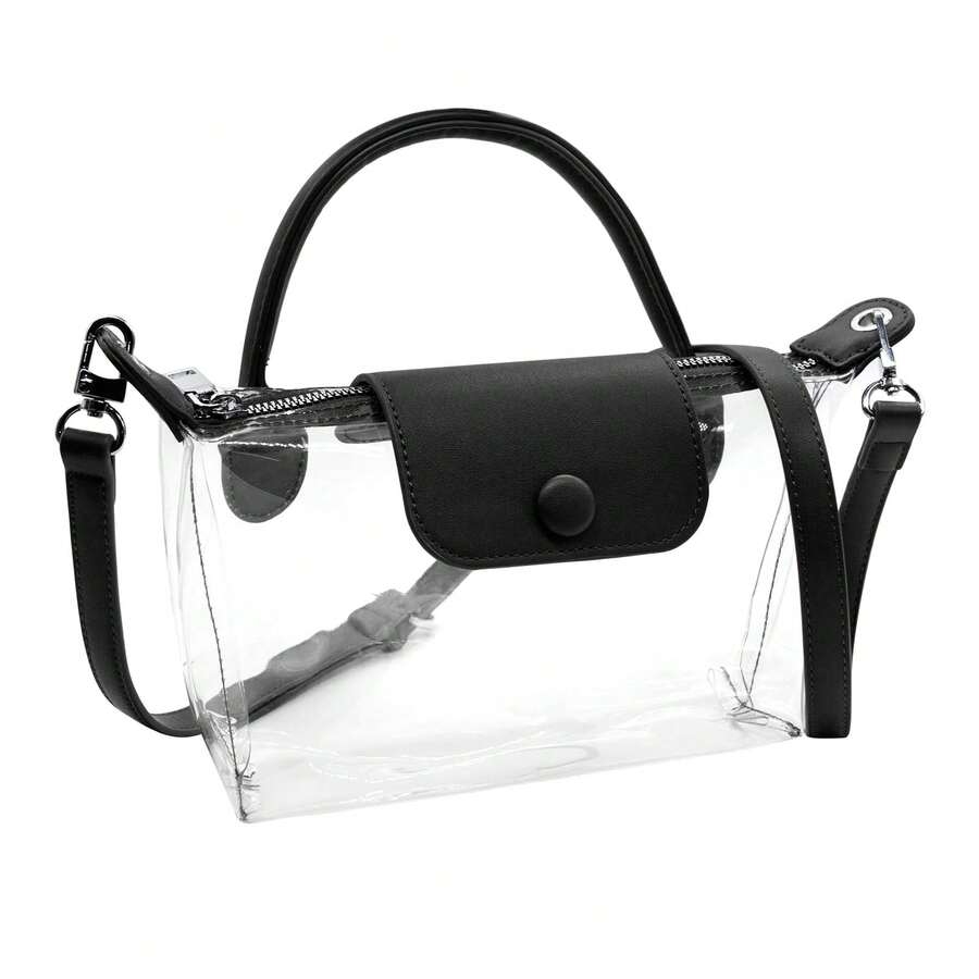 Long Strap Clear Bag Stadium Approved, Adjustable Crossbody Shoulder Purse For Women Concerts Sports Events,Christmas Gift For Men Women - màu đen - Xem 1