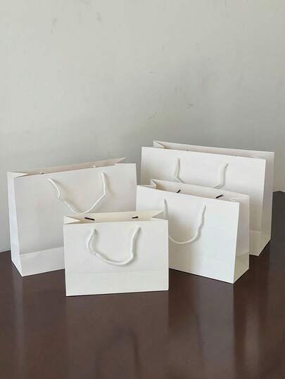1/5pcs White Gift Bags, Holiday Gift Bags, Clothing Packaging Bags, Shopping Bags, Tote Bags
