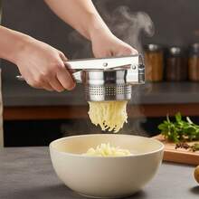 1pc Stainless Steel Potato Presser Masher Ricer Heavy Duty Vegetable & Fruit Juicer Press Maker Tool – Effortless Smooth Mashing For Potatoes - Silver - View 1