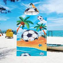 1pc Summer Football Beach Surfing Hooded Cloak, Changing Robe, Ultra-Soft Wearable Beach Towel, For Surfing, Swimming, Bathing, Outdoor Sports, Adult Hooded Towel Cloak Robe - Summer Football Beach - View 5