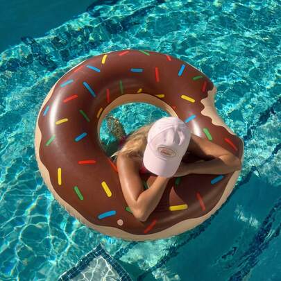 1 chiếc phao bơi bơm hơi bằng cao su, hình bánh donut, thích hợp cho trẻ em và người lớn, vòng bơi bơm hơi mùa hè cho hồ bơi, trang trí tiệc hồ bơi.