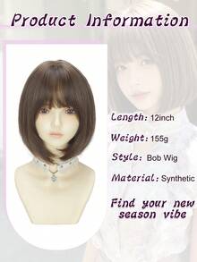 Wig Rambut Pendek Lurus Sintetis 12 Inci, Serat Sintetis Tahan Panas, Wig Modis, Cocok untuk Pemakaian Sehari-hari, Pesta, Cosplay, dan Acara Kumpul-kumpul di AS. - MultiWarna - View 4