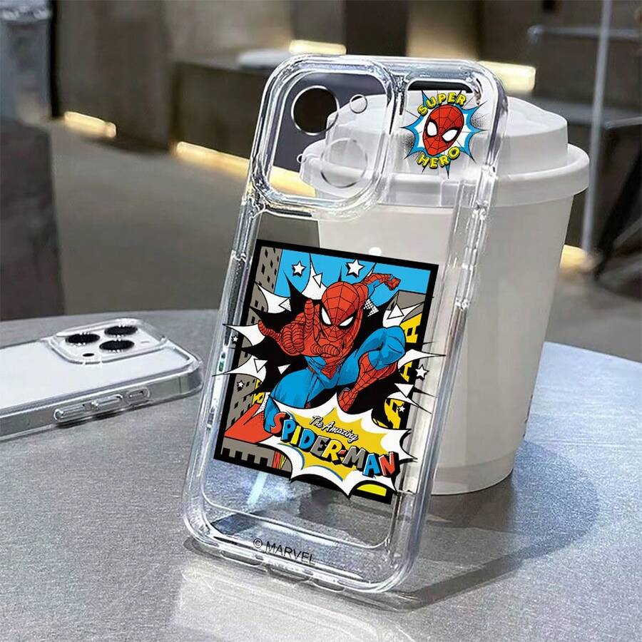 Marvel The Amazing Spider-Man Comic Style Clear Phone Case Compatible With IPhone 17/17 Pro/17 Pro Max/17 Air/16/15/14/13/12/11/X Series Iphone 17 Pro Max Case Iphone 17 Pro Case Iphone 17 Case The Girlfriend,Ideal Gift For Anime Fans - Transparent - View 1