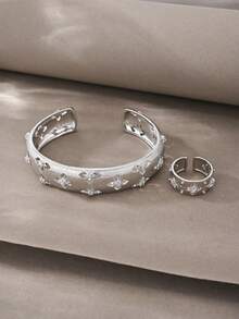 Silver Bracelet, Versatile Copper Inlaid Zirconia, Suitable For Daily, Gatherings, Dates, Enhancing Elegance - Silver - View 3