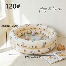 Retro Striped Inflatable Swimming Pool With Animal Patterns, Dinosaur, Rabbit, Teddy Bear, Baby Dinosaur Pool, PVC Thickened Home Baby Bath, Indoor All Season Bath Pool - Multicolor - View 7