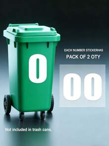 2pcs White Number Stickers For Outdoor Trash Cans, Self-Adhesive Number Stickers, Durable PVC Self-Adhesive, Large Commercial Grade, High Visibility Reflective Trash Can Labels, Suitable For Wheeled Trash Cans, Large Trash Cans, Car Trash Cans, Garage Organization - A - View 3