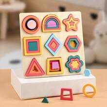 Montessori Early Education Cognitive Matching Wooden Geometric Shapes Puzzle, Intelligence Development Toy For Children Aged 3-6, Montessori Early Education Shape And Color Recognition - Multicolor - View 14