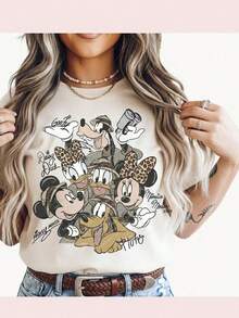 Disney Cartoon Cartoon Family Punch-In Printed T-Shirts, Suitable For Daily Wear, Easy To Wear In Summer, Micro-Elastic, Soft Round Neck Casual Daily Shirts, Round Neck Summer Sweatshirts, Both Men And Women, Loose Version, Holiday Gifts.--Disneys Disneyland Paris The Magic Kingdom Disneyesque The House Of Mouse Mickey Mouse Empire Modest Summer Outfits Take That T Shirt Summer Coord Tops For Women Summer Summer Clothes Women Summer Clothes Summer Tops Summer Tops Women Summer Co Ord Summer Top Summer Outfits White Top Black Top Holiday Outfits For Women  Tops For Women Summer Holiday Gifts Valentine's Day Gifts Earth Day Gifts Oktoberfest Gifts Summer Bank Holiday Gifts - trắng - Xem 1
