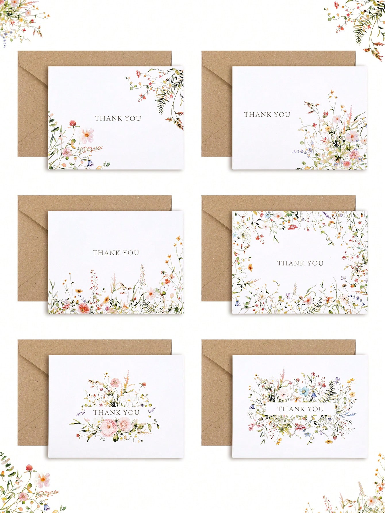 12 pieces / 6 sets of thank you greeting cards wit...