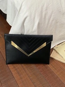 Túi cầm tay nữ thiết kế độc đáo, túi phong bì jacquard thời trang mới. - màu đen - Xem 8