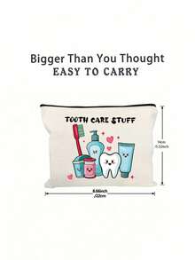 Bolsa de cosméticos de cuidado dental divertida - "Productos de cuidado dental" Bolsa de maquillaje, bolsa de maquillaje con diseño de dientes de dibujos animados, estuche de viaje portátil con cremallera para productos de higiene dental, bolsa de cosméticos para productos de higiene bucal, organizador de cuidado bucal divertido para mujeres y hombres, puede contener cepillo de dientes, pasta de dientes, etc. - Diseño caprichoso y educativo - Perfecto para viajes, playa, viajes, regalo perfecto para amantes del viaje del higienista dental - Multicolor - Ver 10