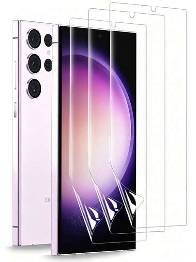 3Pcs HD Hydrogel Soft Film Compatible With Samsung Galaxy S23 S22 Ultra/Compatible With Huawei/Compatible With Xiaomi Note 14 13 Pro+ 4G 5G/Honor/ Explosion Proof And Scratch Resistant Mobile Phone Screen Protector Film Non Glass Screen Protection Essentials, Applicable To Daily Shield, Office, Home Phone Accessories Waterproof Shockproof Anti-Fall Anti-Fall Anti-Fingerprint Full Cover, Curved Phone Screen Protector