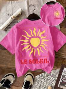 Women's T-Shirt, Short-Sleeved Graphic Tee, Casual Street Style, Cute Summer Top - Fuchsia Pink 7 - View 5