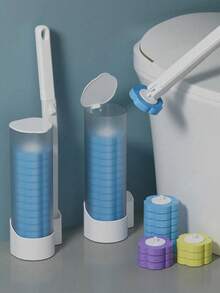 High-Efficiency Cleaning Sponge, Suitable For Disposable Toilet Brush And Brush Head. This Product Comes In Yellow, Blue, And Purple Options, Suitable For Deep Cleaning And Daily Bathroom Maintenance. This Set Includes A Refill Pack Of Toilet Cleaner, Disposable Toilet Brush Heads, And A Cleaning Sponge That Can Be Used To Clean The Bathtub, Floor, Drains, And Toilet. No-Touch Toilet Brush, Durable Material, And Highly Efficient. - Multicolor - View 2